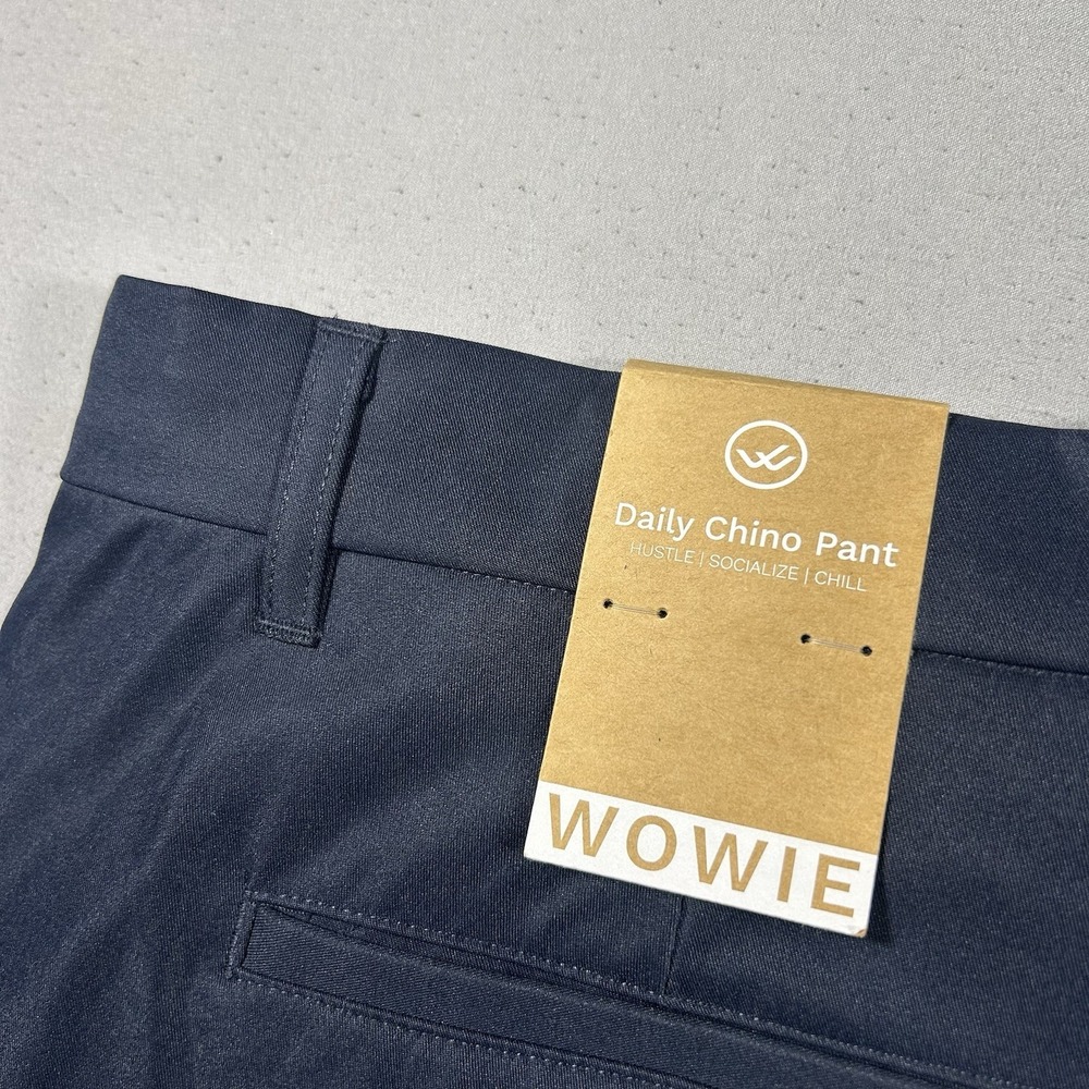 Wowie Pants Mens 36x32 Blue Stretch Chino Travel Tech Golf Performance Pants - Picture 10 of 12